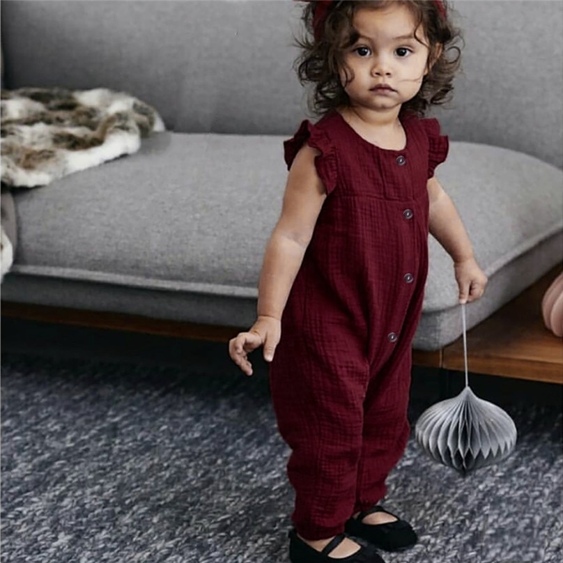 Newborn Infant Baby Girl Boy Ribbed Ruffle One-Pieces Solid Long Sleeve Outfits Sunsuit summer baby clothes set romper L13