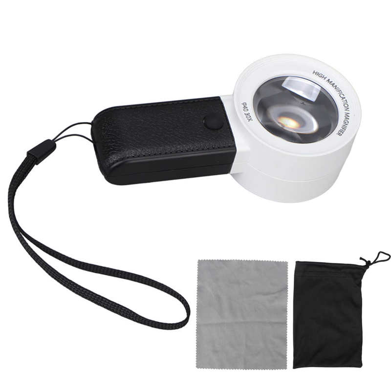 Handheld Vergrootglas Draagbare Duurzaam Verlicht Vergrootglas Voor Diy Voor Lezen Voor Antieke: WHITE