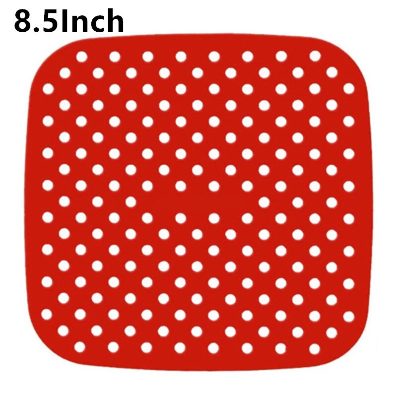 Wiederverwendbare Luft Friteuse Liner Silikon Zubehör Lebensmittel Klasse Öl Matten 7.5/8.5/8/9 Zoll Platz Runde Nicht-Stock Silizium Korb Matten: 8.5Zoll Platz-rot
