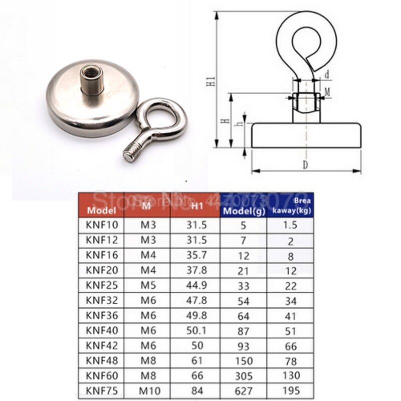 1X Neodymium Magnet Super Strong Powerful Salvage Hook Fishing Magnetic Circular Pot Magnets Imanes Strongest Permanent Deep Sea