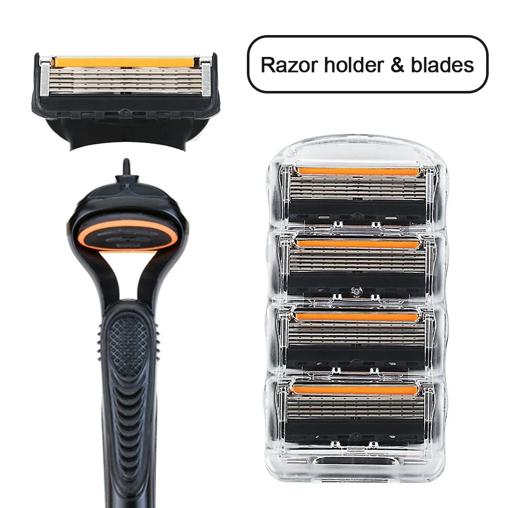 Old-fashioned Genuine Fusion Razor for Men Face Hair Shaving Removal Safety Manul Shaver Replacement Razor Blades Cassettes
