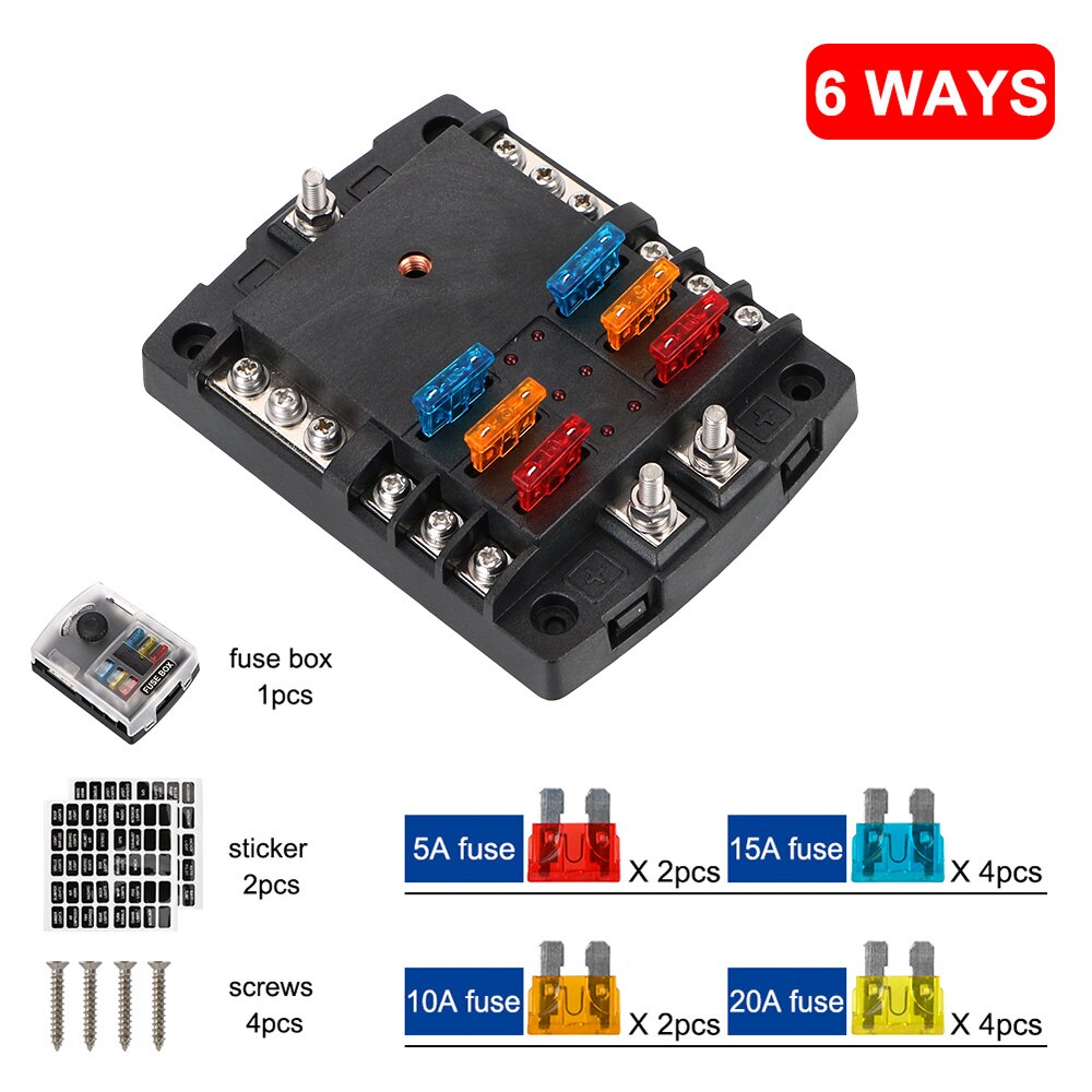 Fuse Box Holder Plastic Cover 60V 300A 6 Ways 12 Ways Blade Fuse Block Block & Warning Indicator For Auto Car Marine Trike: Army Green