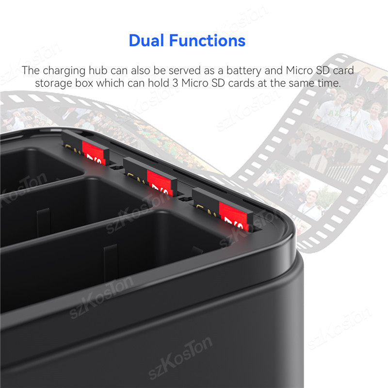 Para GoPro 13 3 ranuras caja de carga cargador de batería Hub para GoPro Hero 13 base de carga administrador soporte de cargador accesorios de cámara
