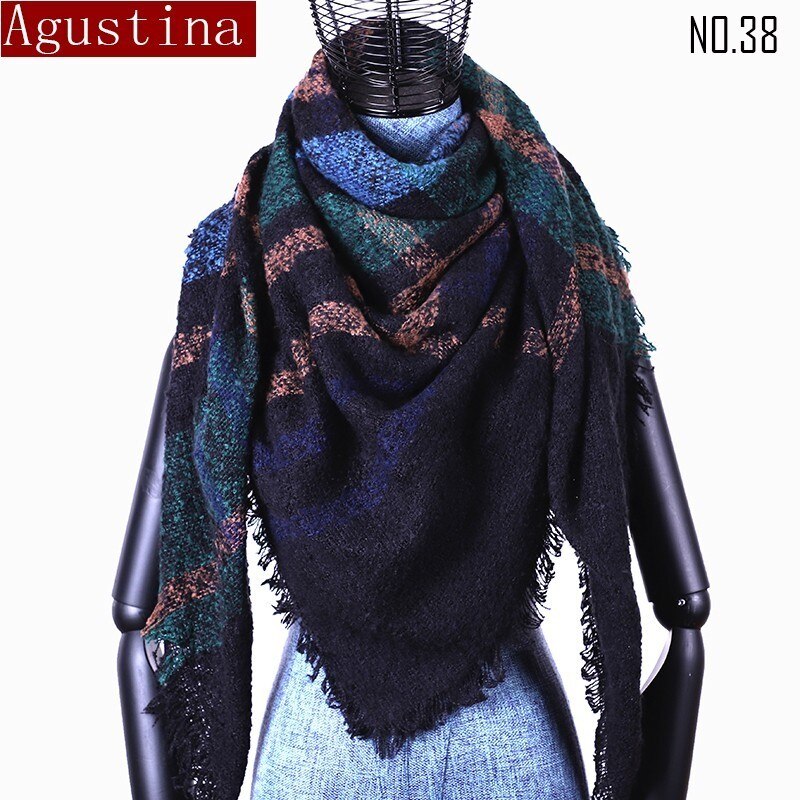 Vrouwen Plaid Sjaal Winter Kasjmier Tartans Sjaal Poncho Driehoek Sjaals Luxe Capes Pashmina Dames Sjaals Womens Shaws