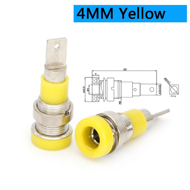 5Pcs Brass 2mm Banana Female Jack Chassis Panel Mount Socket Connector for Non-Shrouded Banana Plug: 4mm yellow