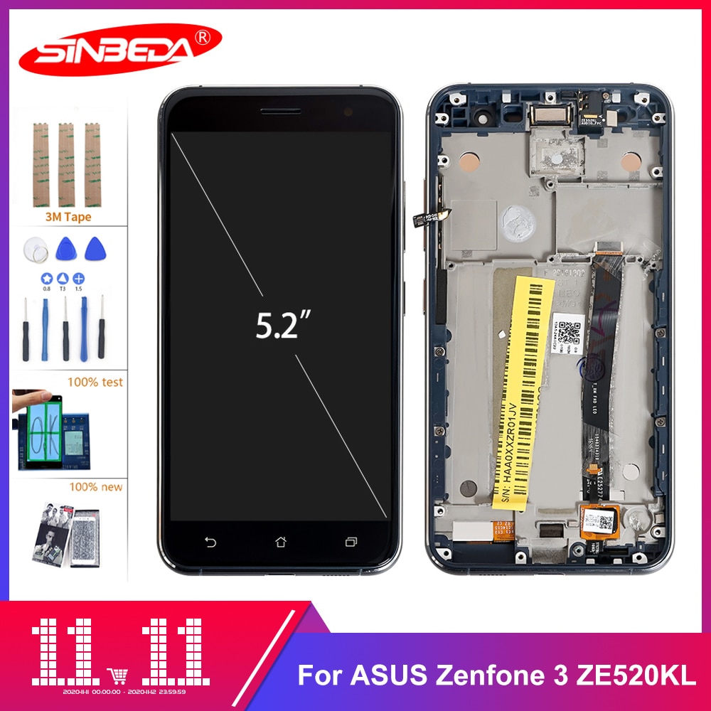 5.2 "Voor Asus Zenfone 3 ZE520KL Lcd-scherm Touch Digitizer Met Frame Voor Asus ZE520KL Z017D Z017DA Z017DB Lcd screen Assembly
