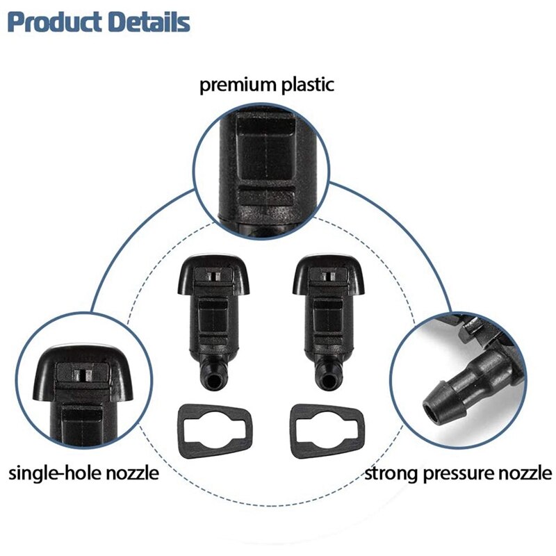 Front Windshield Gasket Nozzle Kit Replacement for Ford Car Nozzle Windshield Washer