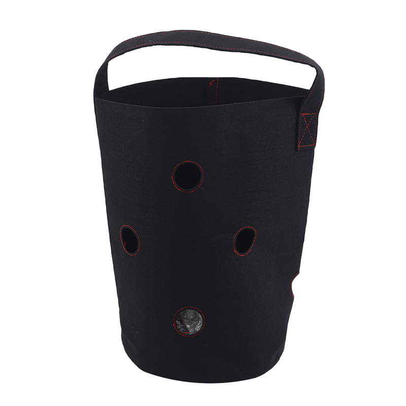 Tuin Outdoor Planten Grow Bag Aardbei Verticale Bloem Kruid Pouch Wortel Ademend Groente Ronde Herbruikbare Pot Planter: Black 8 holes