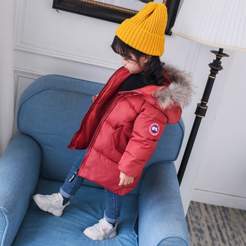 Vêtements d'hiver en coton et en duvet pour enfants | Col en fourrure, pour moyennes et petits enfants, veste épaisse et chaude en coton, à capuche,