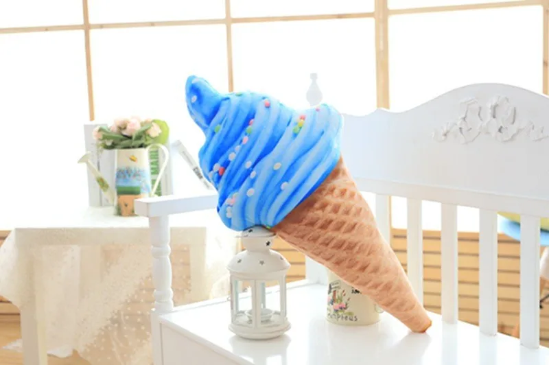 Soft Plush Stuffed Doll Toys Pillow 3D Sweet Ice Cream Pillow Cushion Car Waist Support Cushion: Burgundy