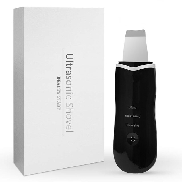 Ultrasone Huid Scrubber Diepe Gezicht Reinigingsmachine Peeling Schop Facial Pore Cleaner Gezicht Huid Scrubber Lifting Machine: Black With Box