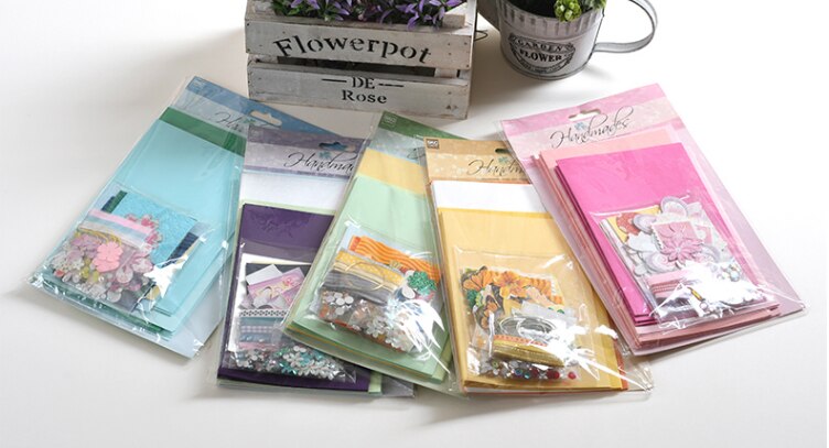 Eno Greeting complete scrapbooking diy card kit for beginner kids craft diy card making kit 6 cards and 6 envelopes