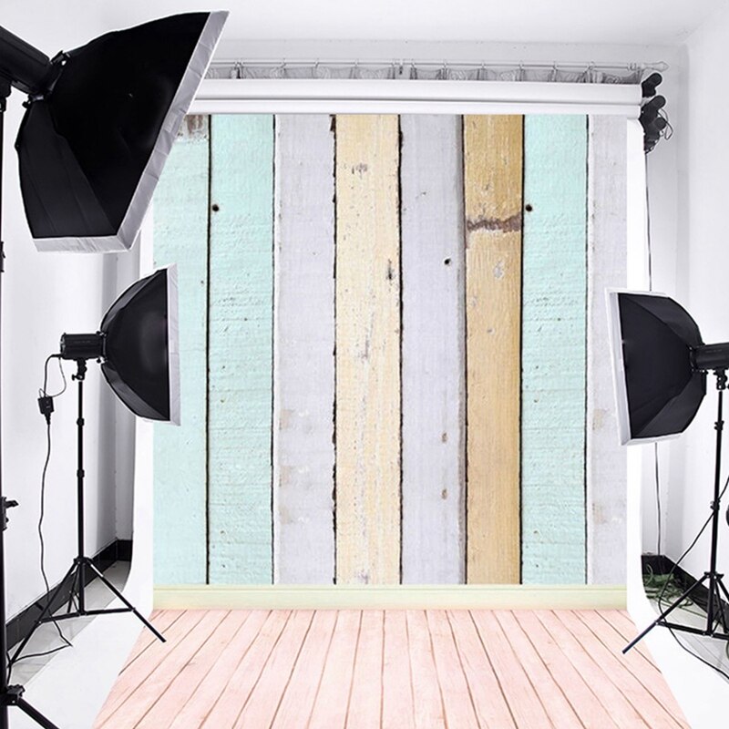 2 Stck 3X5Ft Holz Zauberstab Boden Studio Fotografie Hintergrund Hintergrund-Bunte & Weiß