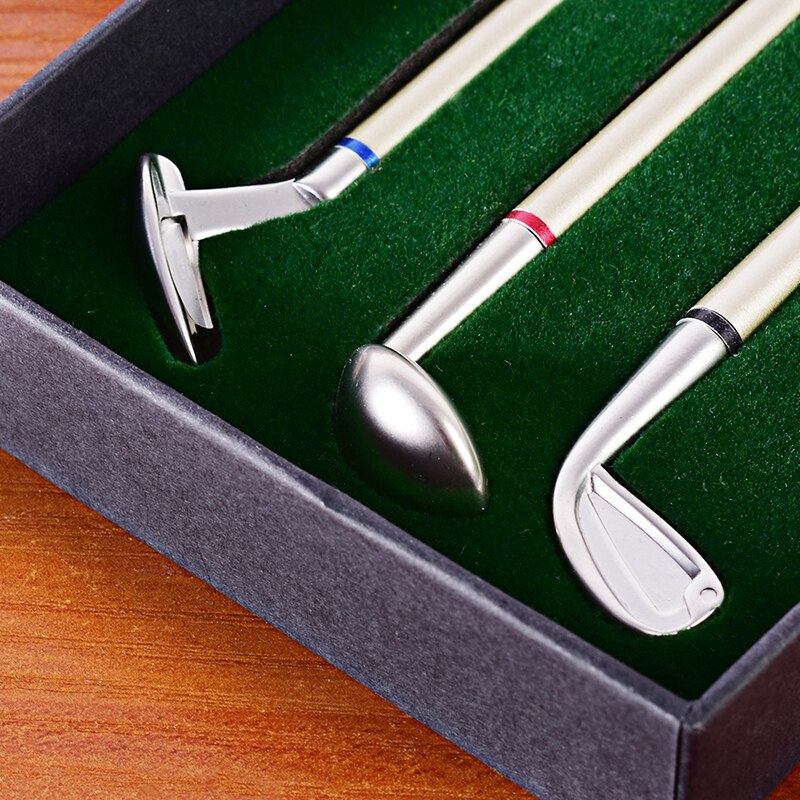 Golf Pen Set Desktop Goft Mini Green Driving Range with Metal Golf Club Pens Balls and Flag