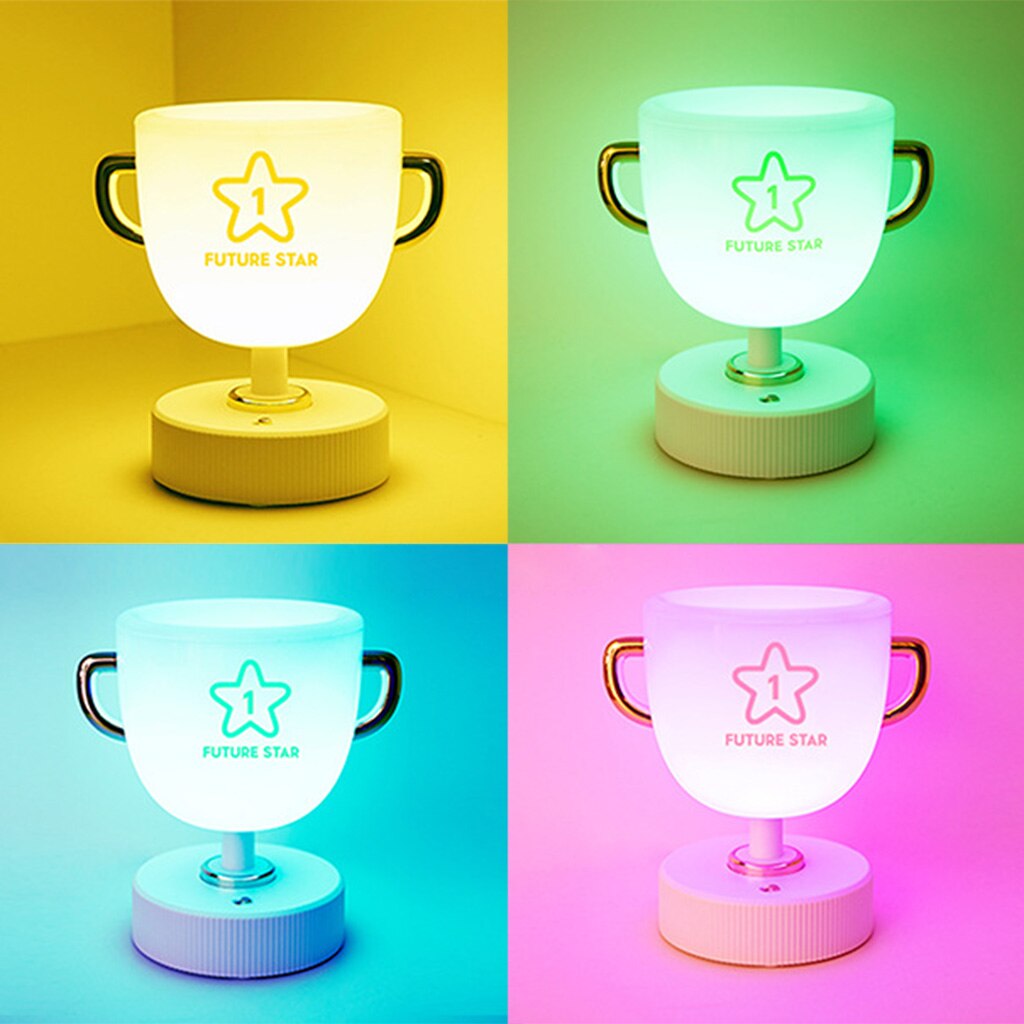 Multifucntional Pen Holder Trophy Shaped Pen Cup W/ 7 Color Night Light 1200mAh Battery USB Rechargeable for Office Desk