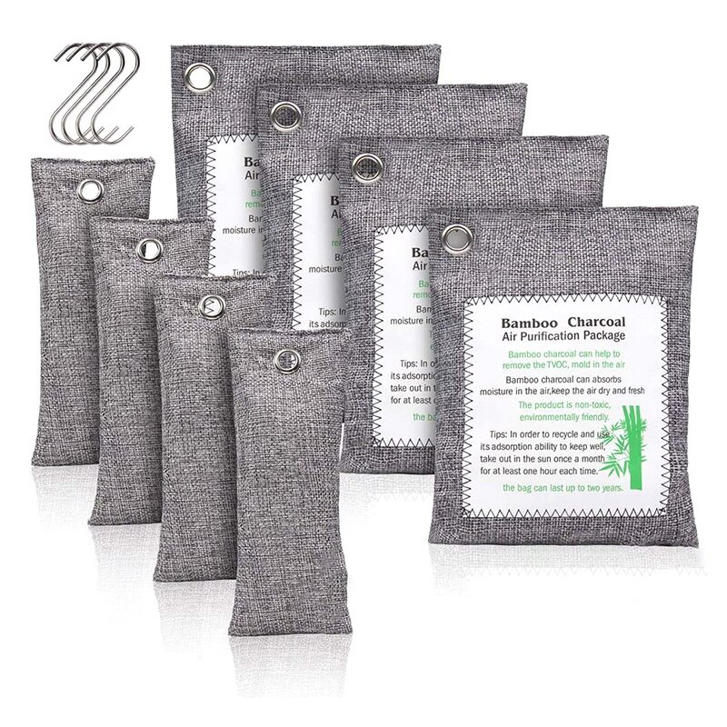 -Bamboo Charcoal Bags 8 Pack for Home,Pets,Car,Closet,Shoes (4 Pack 200G,4 Pack 75G): Default Title