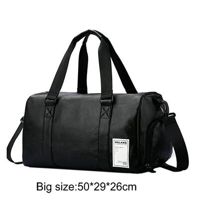 Zwarte sporttas heren leren sporttas dames onafhankelijke schoenenwinkel sport crossbody tas pu reistassen handbagage voor sportschool: Zwarte grote