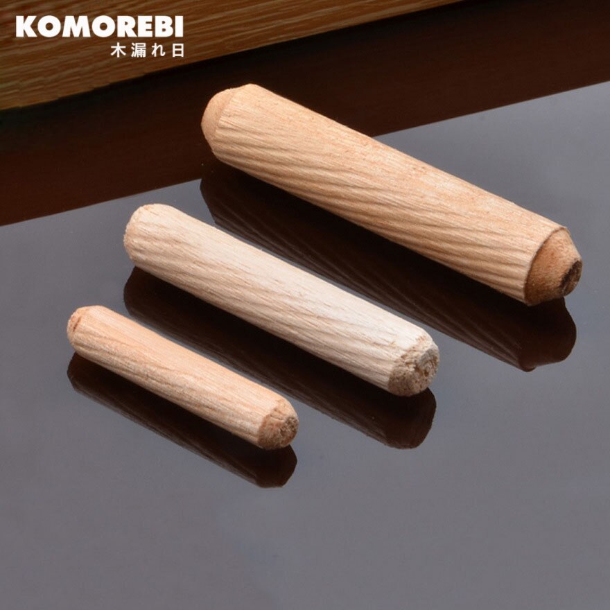 komorebi 100Pcs Woodworking Doweling Jig Kit Round Grooved Fluted Wooden Plug Wood Dowel Pins Rod Drilling Guide Locator Tool