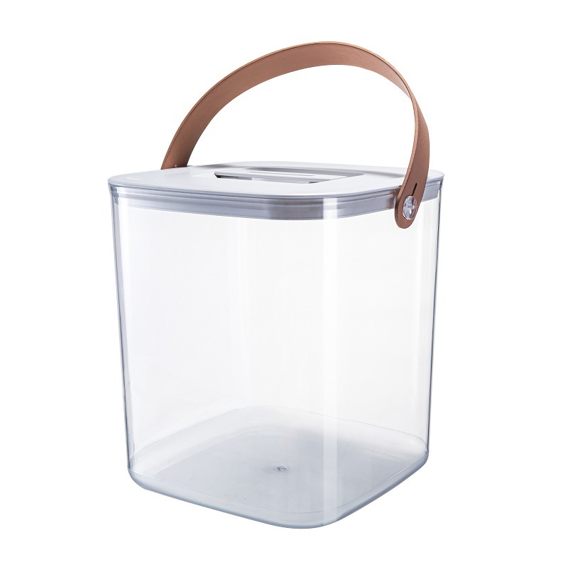 Large Airtight Food Container Plastic Transparent Rice Flour Bin Kitchen Pantry Bulk Food Storage Box with Portable Handle: Big White