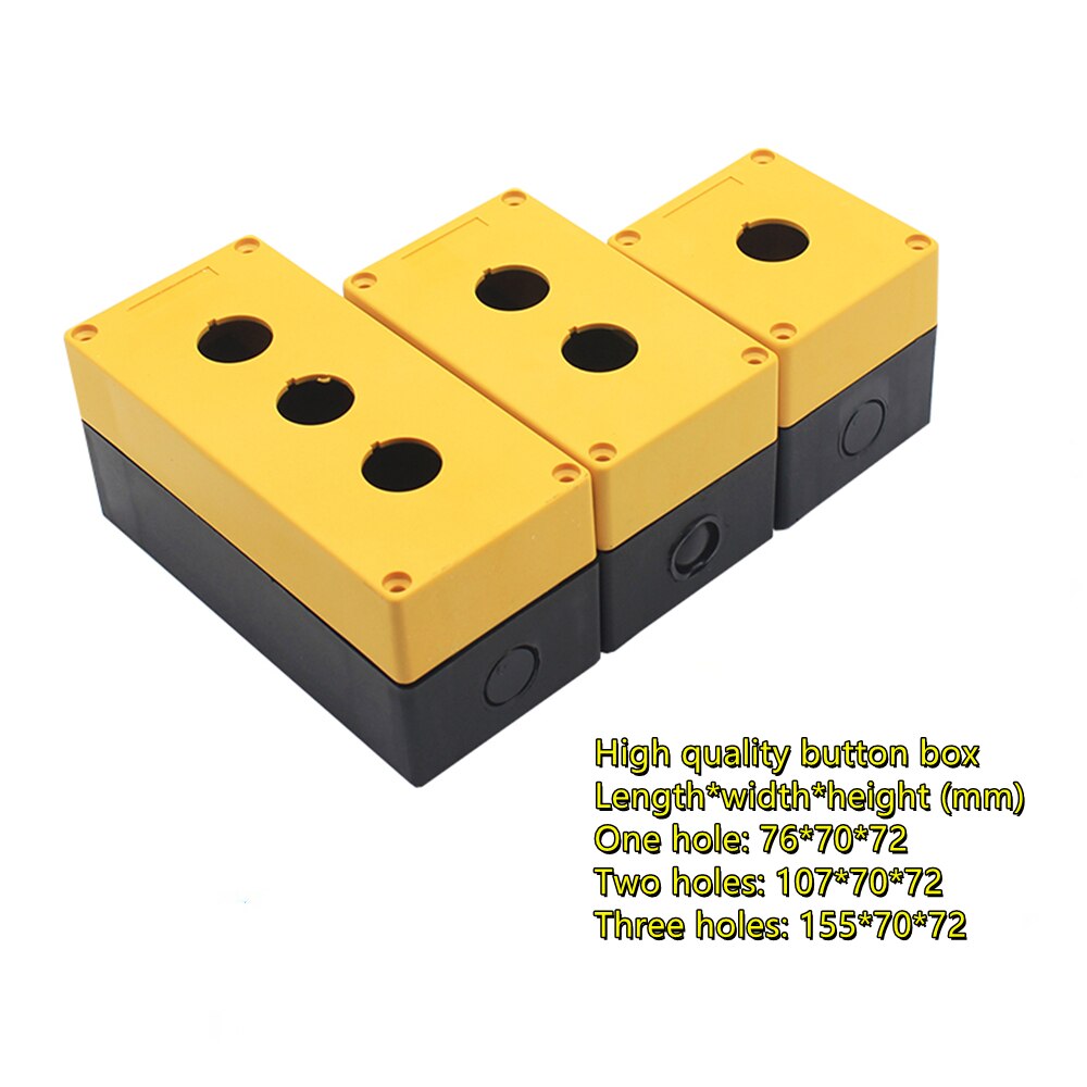 Caja de botón a prueba de agua, interruptor de caja de control, cassette/orificio de montaje de 22mm, 1 Uds.: high quality yellow