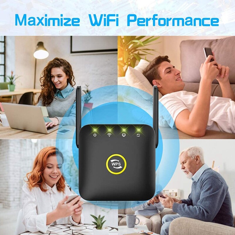 WiFi Extender Signal Booster , Wireless Internet Signal Amplifier, Wireless Wifi Router Repeater Up to 300 Mbps-US Plug