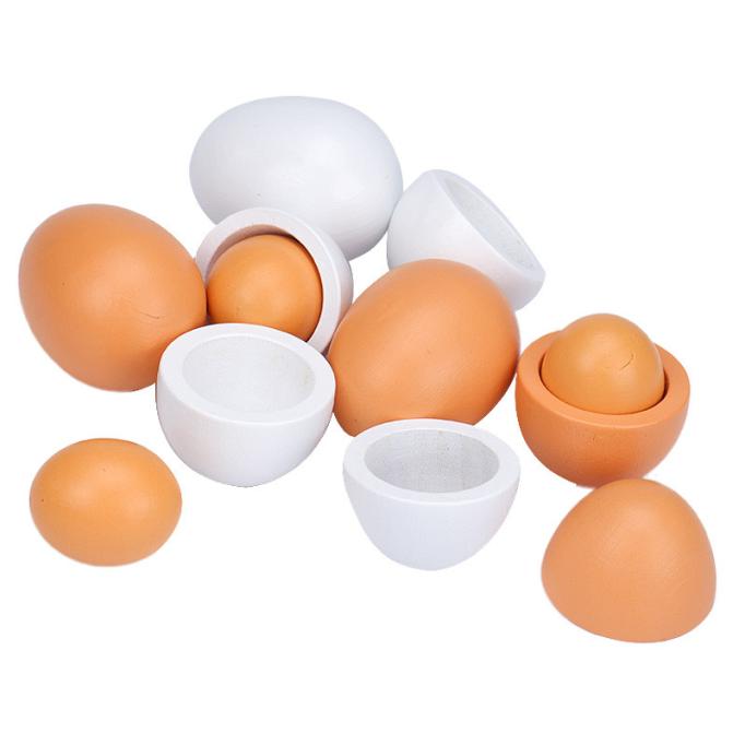 6 pz/impostato di Legno Uova Tuorlo Giochi Di Imitazione di Alimento Della Cucina di Cottura Del Capretto Giocattolo Regali di Natale