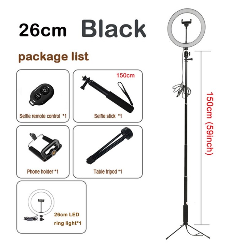 6/8/10 "support de lumière annulaire Photo Studio lampe ronde LED Photo Dimmable photographie Selfie anneau lumière de remplissage avec trépied: 04