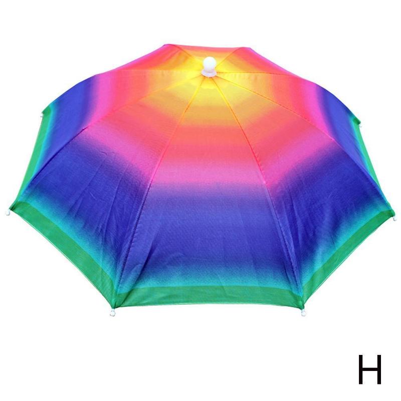 Sombrero de sombrilla de lluvia portátil, sombrilla plegable para Pesca al aire libre, Anti-UV, accesorios para la cabeza de playa, Camping y Pesca: Marfíl