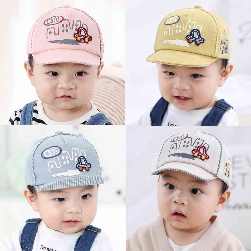 Schattige Baby Cap Zomer Katoenen Baby Jongen Baseball Cap Cartoon Auto Verstelbare Peuter Meisjes Zonnehoed