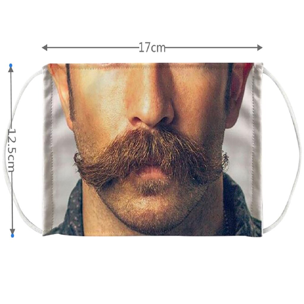 Personality Funny Beard mouth Print Face Shield Female Male Outdoor Haze Proof Washable Reusable Protective Masque Mouth Cover