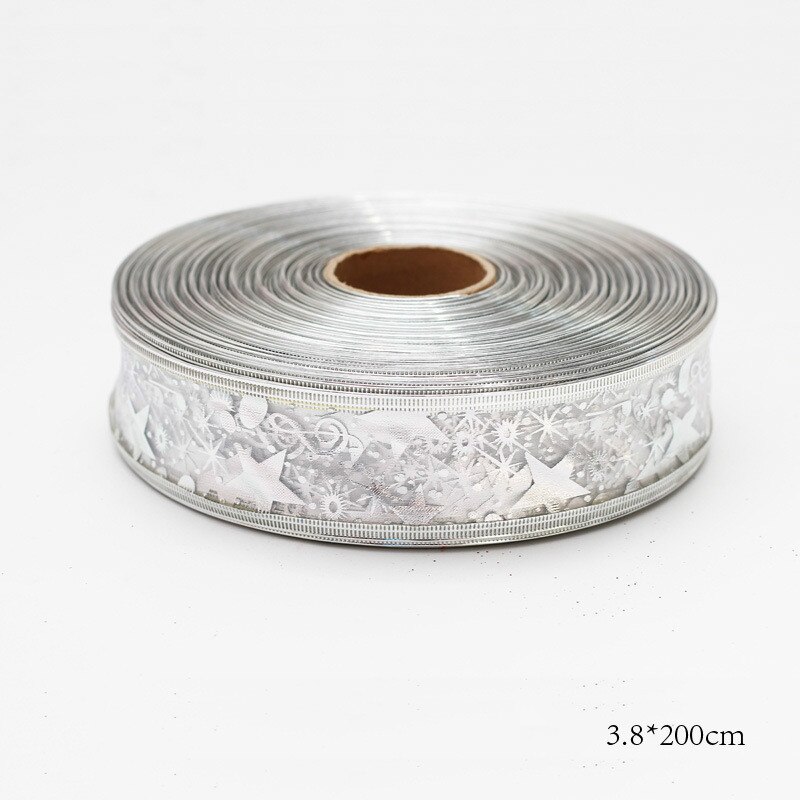 Christmas Wrapping Ribbon Handmade DIY Supplies Material Grosgrain Cake Decors Ribbon Bow Baking Decorative Festival Box: silver star
