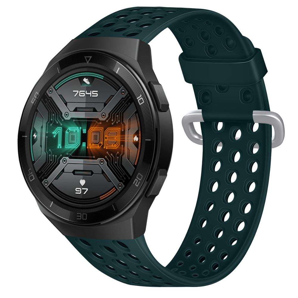 22mm armbånd silikon pustende reim huawei klokke  gt 2e bånd for huawei  gt2 46mm klokke rem erstatning armbånd tilbehør: Matsuno grønn / For huawei  gt 2e