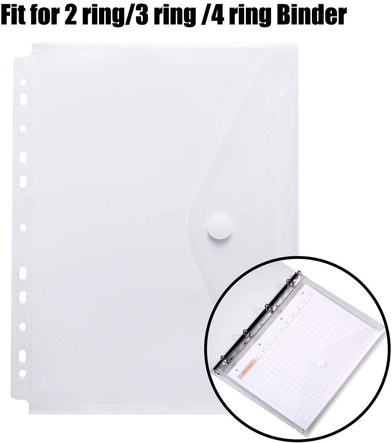 Archivador de plástico transparente con 11 orificios, 5 uds., tamaño de las letras, 8 1/2x11, bolsas de papel para archivador de 2/ 3/4 anillos