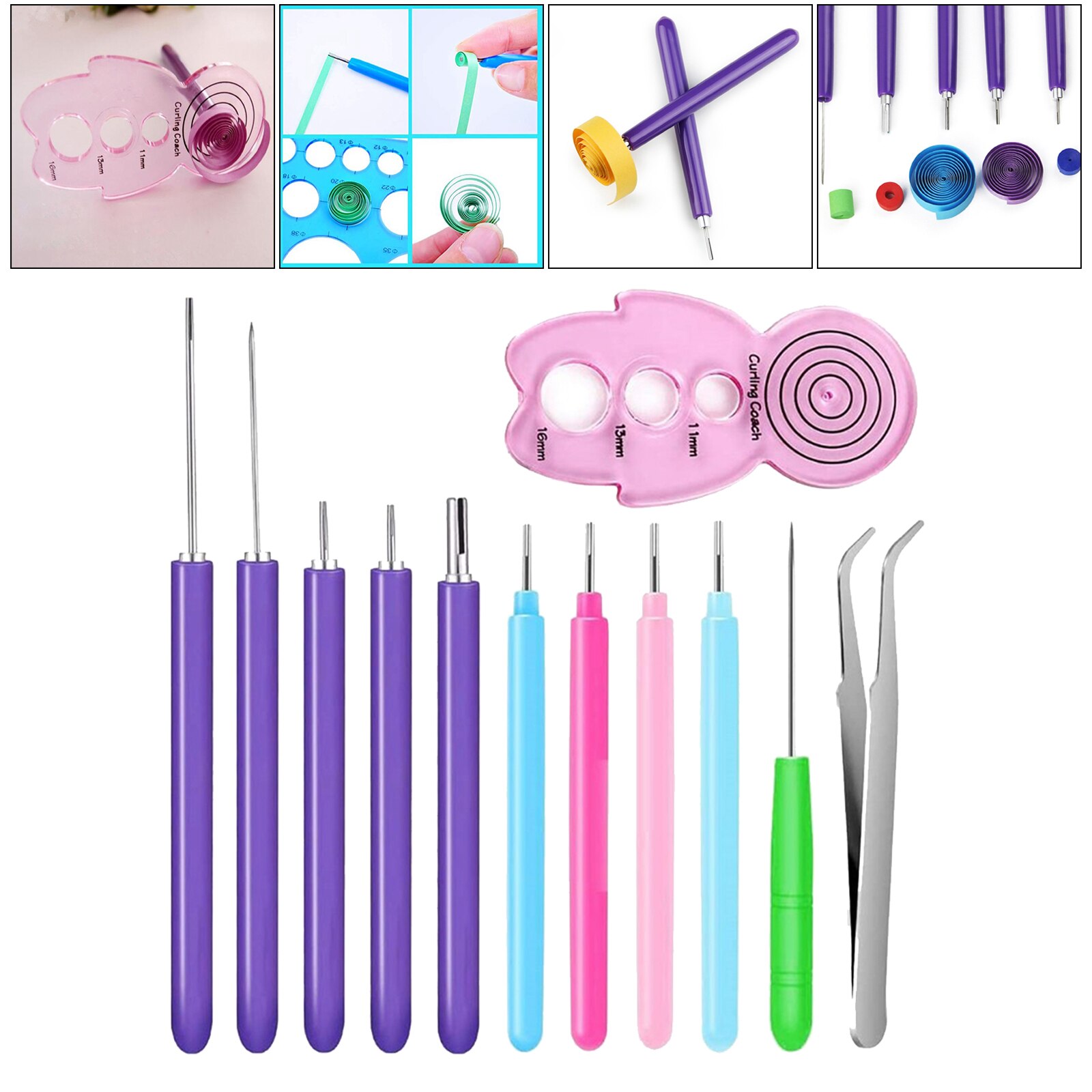 Slotted Quilling Tools Quilling Supplies Hand Craft DIY Tool for Adults 16 Pieces: 12 Pieces