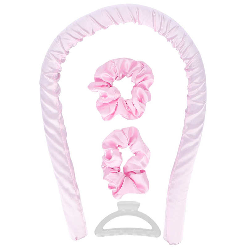 Heatless Curling Rod Headband No Heat Curls Ribbon Hair Rollers Sleeping Soft Headband Hair Curlers DIY Hair Styling Tool: Pink