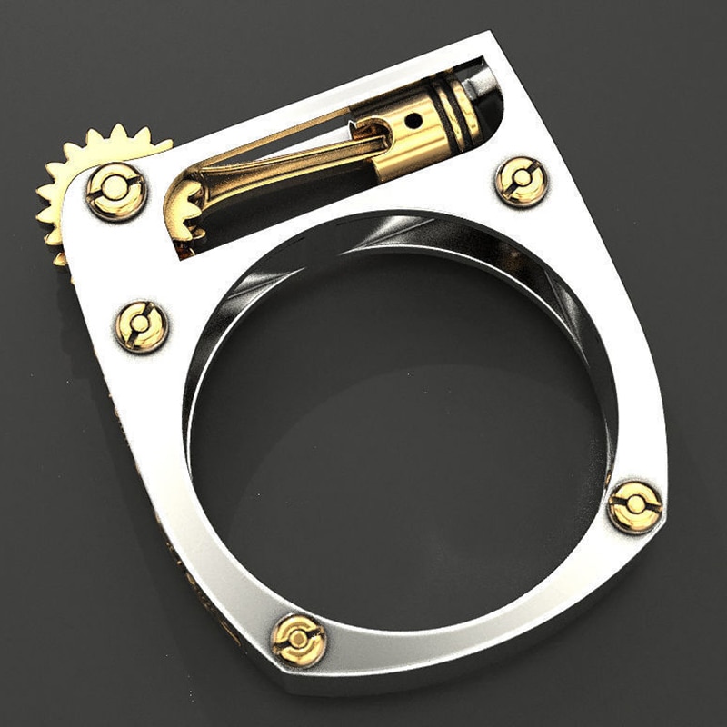 Mode Geometrische Mechanische Tandwiel Ring Mannen Vrouwen Zilveren Punk Hip Hop Band Vinger Ringen Moderne Sieraden