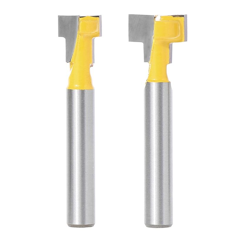 2 Pcs 1/4'' Shank Yellow T-Slot Cutter Router Bit Set for 3/8'' & 1/2'' Hex Bolt