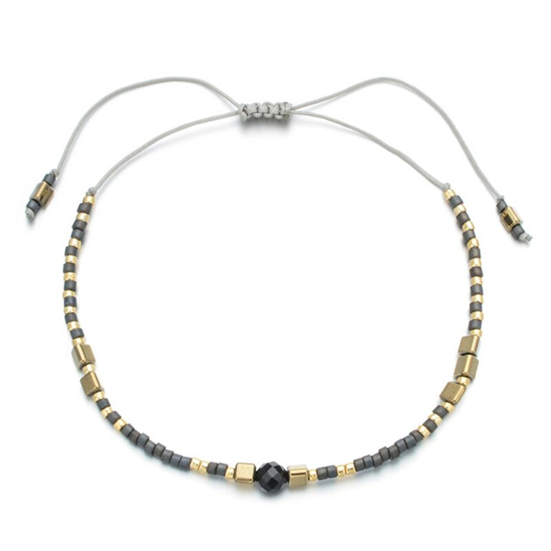 Boheme tynde miyuki beaded sten krystal armbånd & amp; armbånd til kvinder håndlavede vintage armbånd med etnisk knude: Rb388-11