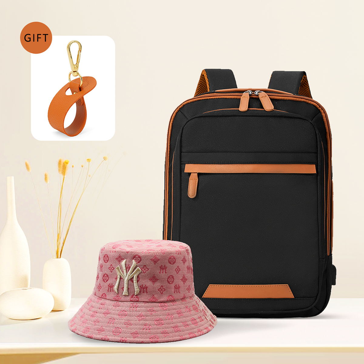 High USB Rechargeable Backpack Men's Waterproof Bag Large Laptop Backpack Unisex School Bag Youth Backpack: Ivory