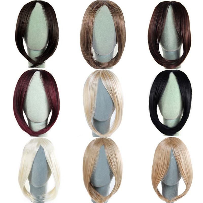 Long Bangs Clip In on Front Hair Bang Side Fringe Hair Extension Natural Synthetic Bangs Hair Accessories for Women