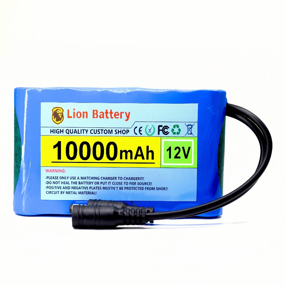 Original Portable Super 12V 10000mAh Battery Rechargeable Lithium Ion Battery Pack Capacity DC 12.6v 10Ah CCTV Cam Monitor
