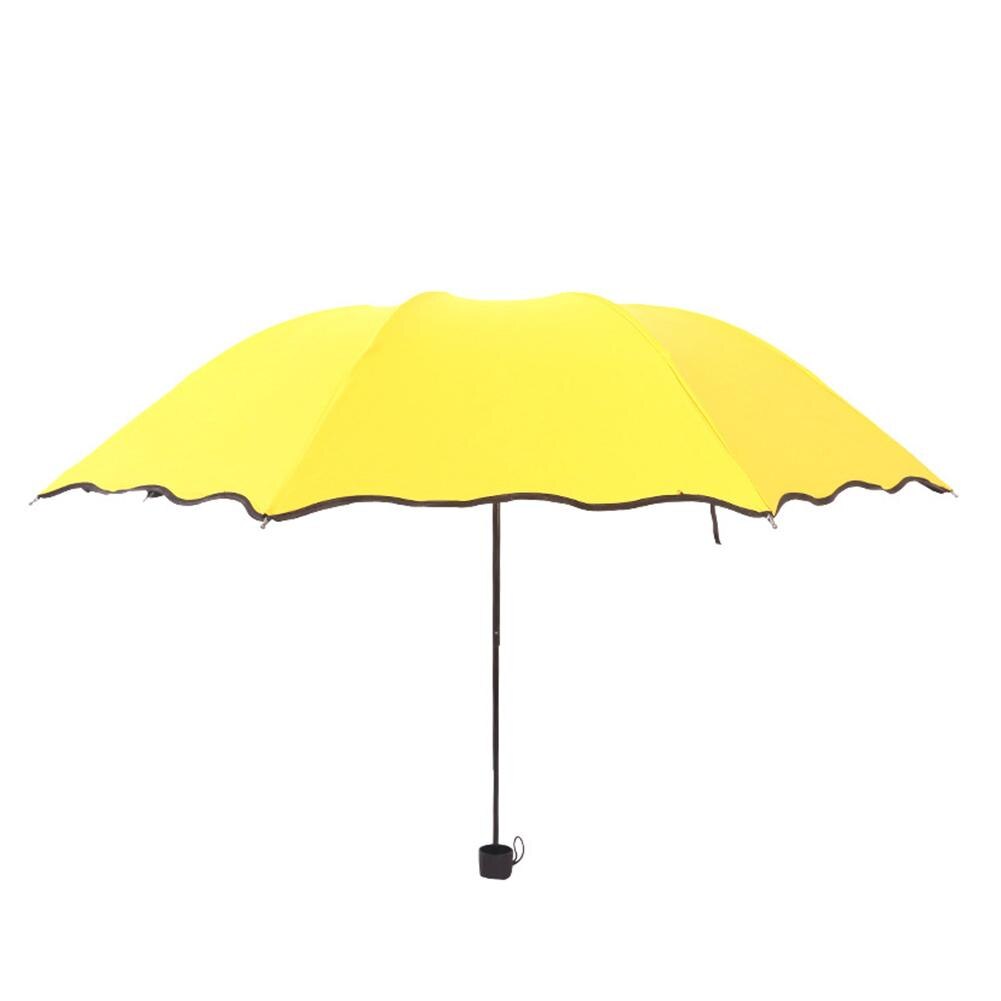 Triple Folding Touch Water Flower Pattern Umbrella Droplet Rain Sun Parasol Women Umbrella Pure Color Umbrella Para