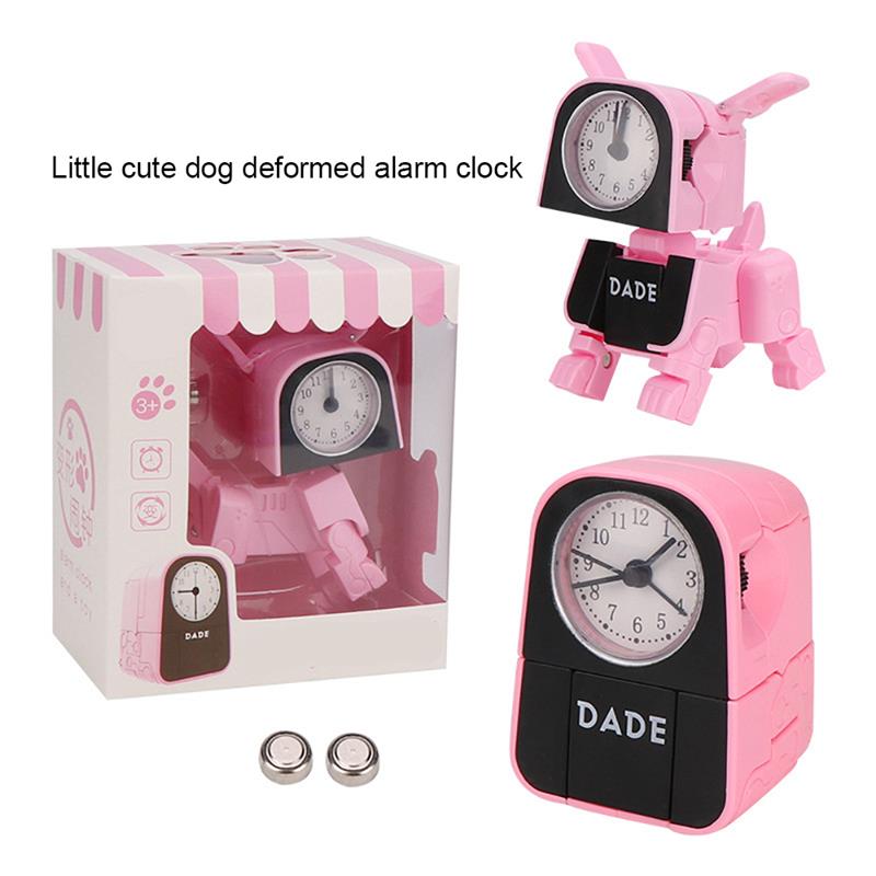 1PC Lovely Cartoon Dog Alarm Clock ABS Plastic Material Night Light For Student Children Home Decor Desktop Clock: Pink