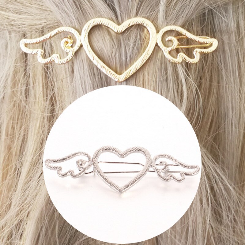 Coração de pêssego oco asa hairpin metal amor asas acessórios para o cabelo casamento nupcial acessórios para o cabelo feminino meninas headwear