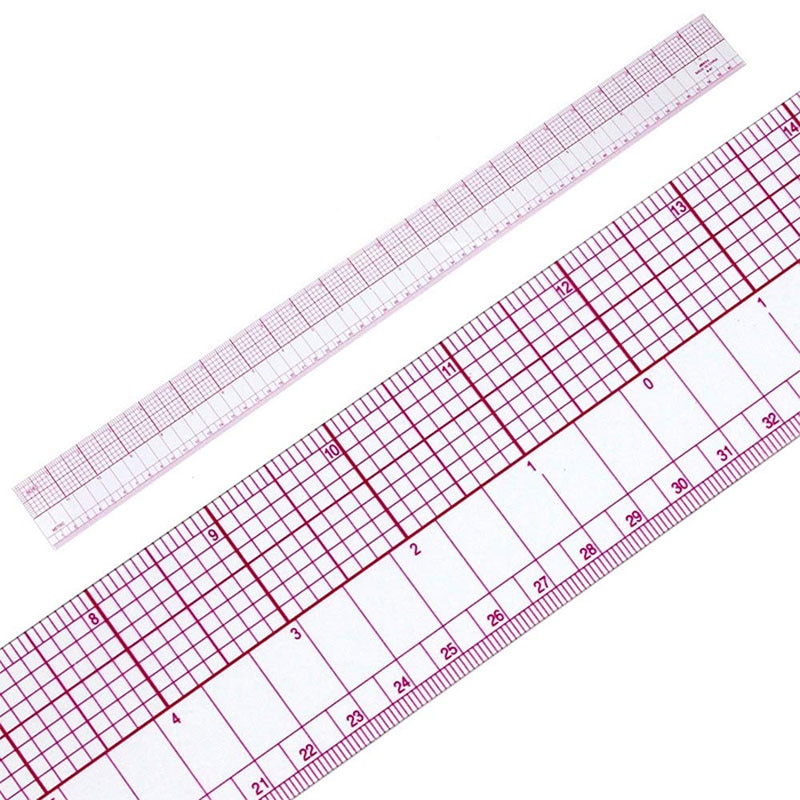 LMDZ Tailor Multi-function Grading Ruler Double Side Metric Straight Ruler Sewing Craft Tool Plastic Transparent Ruler 60cm 24in