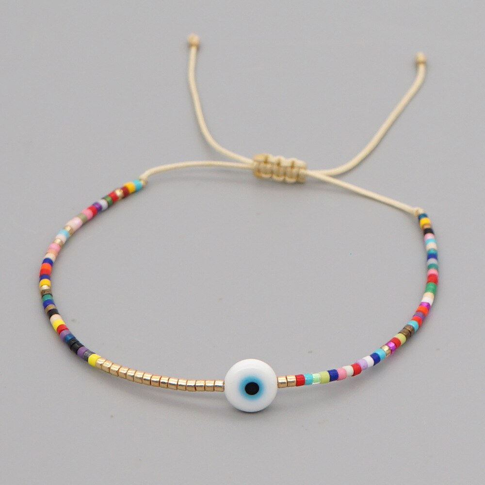 Bransoletka z greckim oczkiem bransoletka z tureckim nazarem String proste bransoletki dla kobiet mężczyzn koraliki Miyuki biżuteria Pulsera mal de ojo
