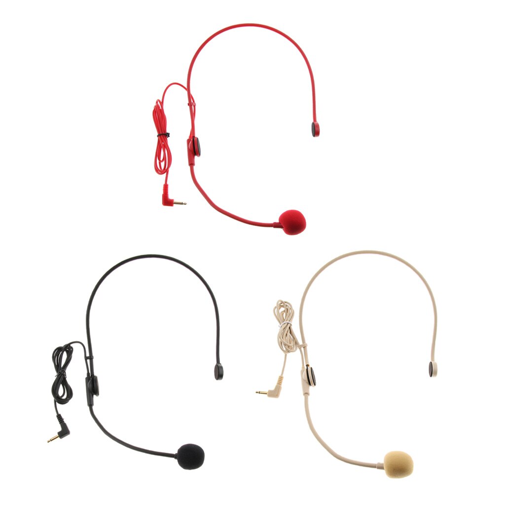 Mini 3.5mm Wired Headset Headworn Microphone for Tour Guide Teaching Speech
