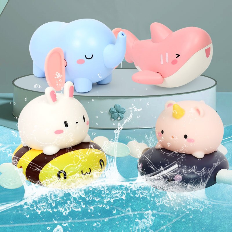 2022 Clockwork Animals Baby Bathing Toys for Kids 2 To 4 Years Old Bathtub Water Game Wind-up Shark Toys for Bebe 0 12 24 Months