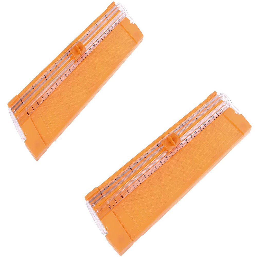 2Pcs Paper Trimmer Guillotine Mini Portable A4/A5 Size Card Cutter Photo Scrapbooking Trimmer With Finger Protection Slide Ruler: Orange
