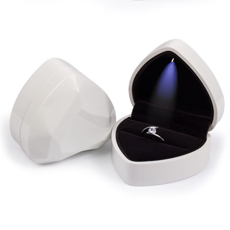 Hartvormige led-verlichte trouwoorbellen, ringdoos, sieradendisplay, houder, dozen, geweldige organizer, verlovingsring